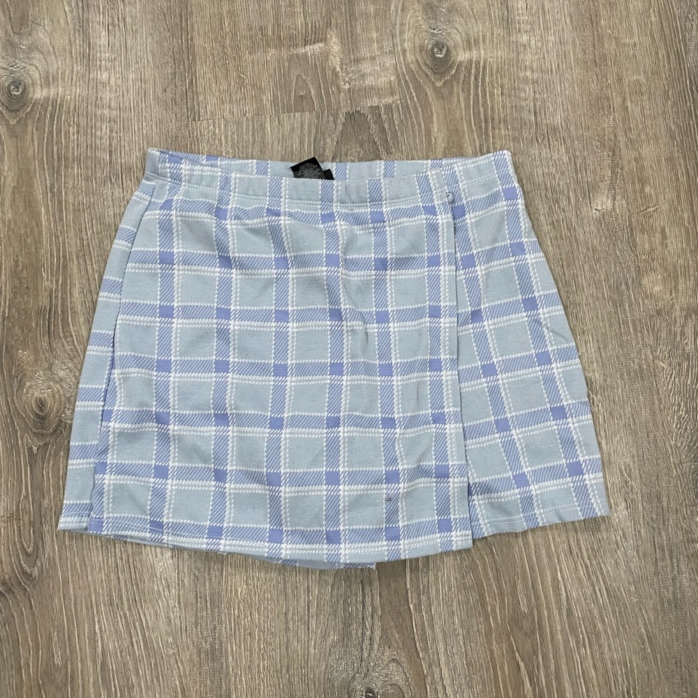 Blue & White Plaid Miniskirt